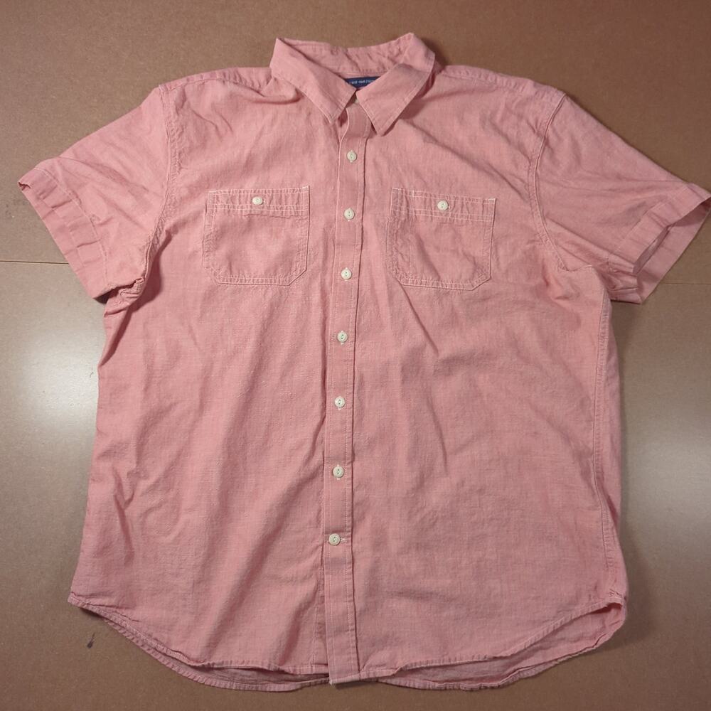 Old Navy Men’s XXL Pink Utility Workwear Cotton Button Up Shirt